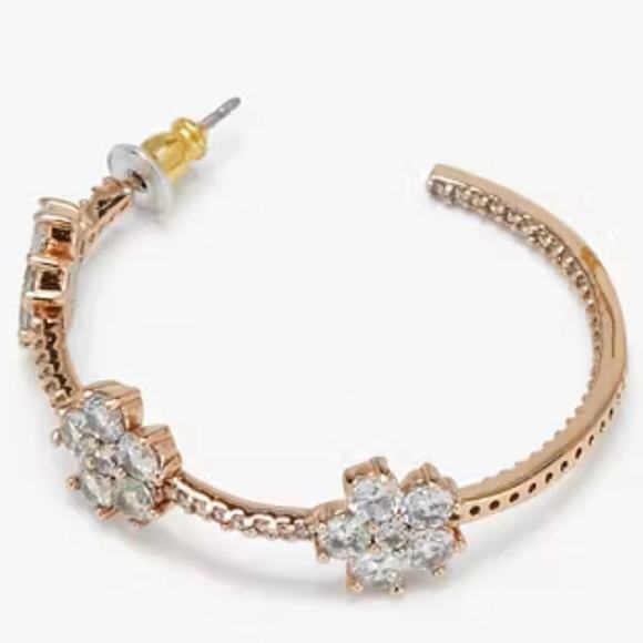 kate spade Jewelry - Kate Spade Gleaming Gardenia Hoop earrings in rose gold with cubic zirconia NWT